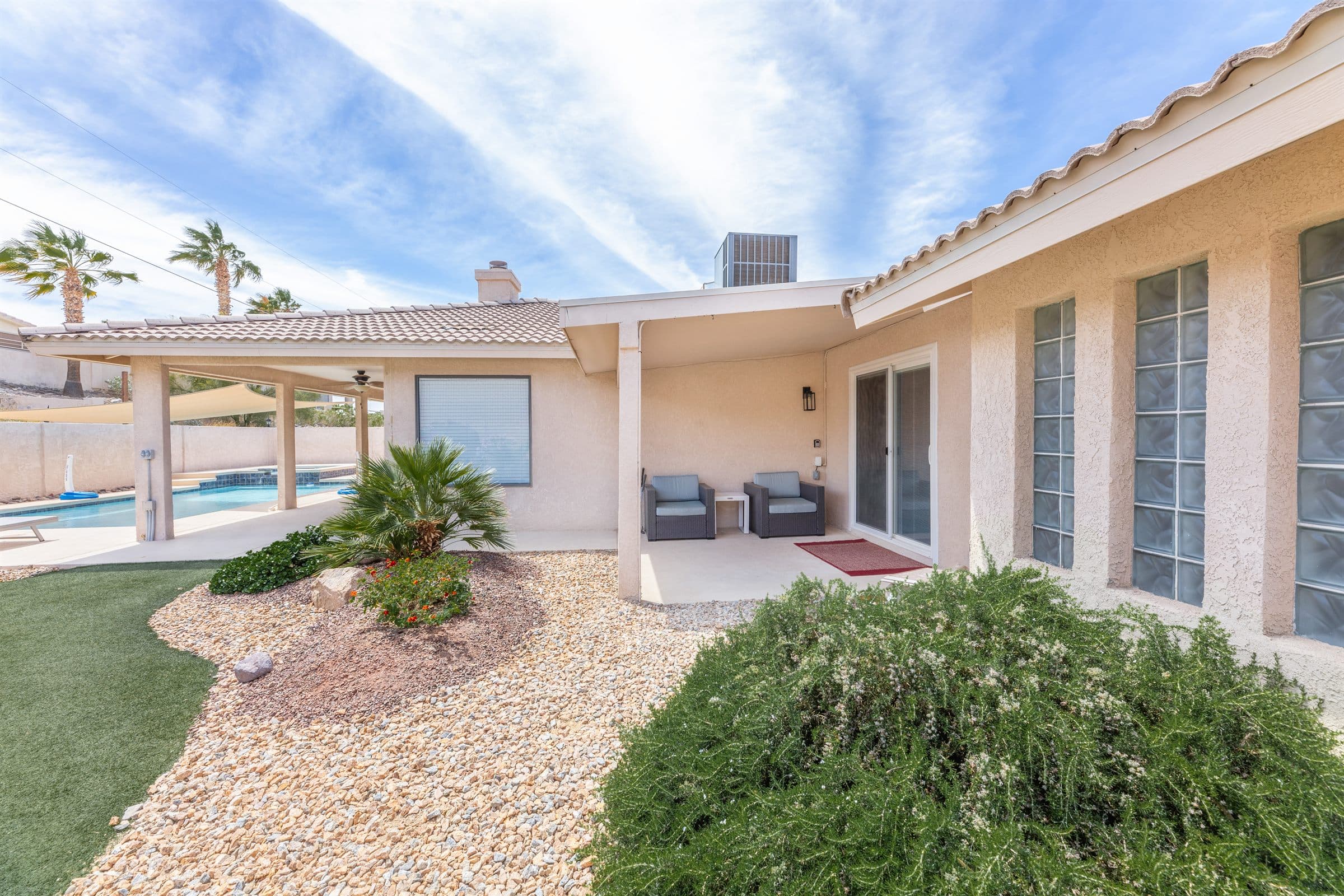 Covered patio for shade and desert sunsets